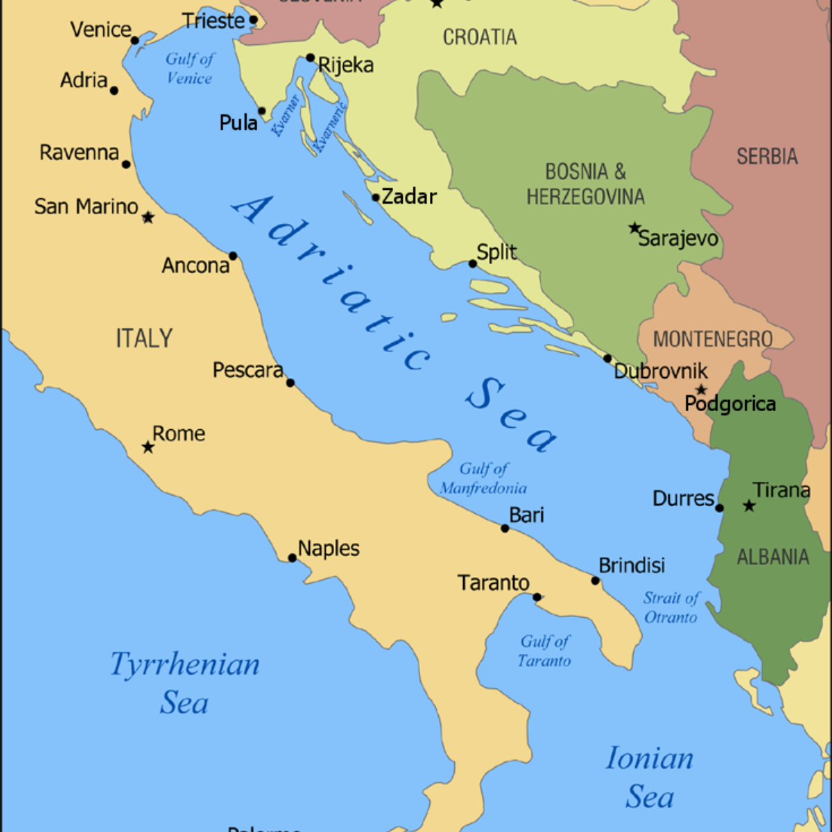 Adriatic Sea Map 1200x1200 